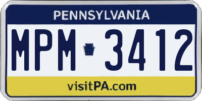 PA license plate MPM3412