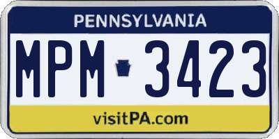 PA license plate MPM3423