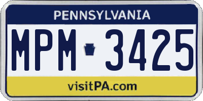 PA license plate MPM3425