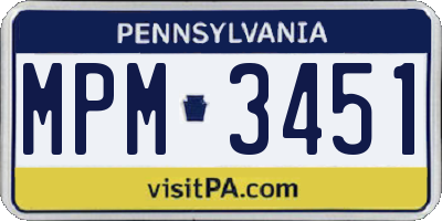 PA license plate MPM3451