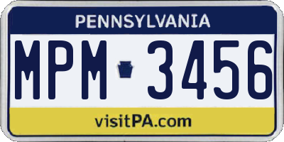 PA license plate MPM3456