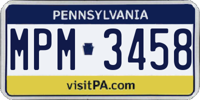 PA license plate MPM3458