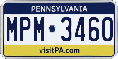 PA license plate MPM3460