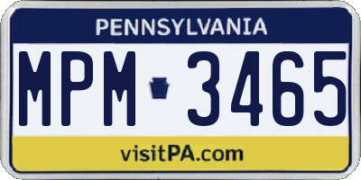 PA license plate MPM3465