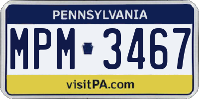 PA license plate MPM3467