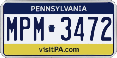 PA license plate MPM3472