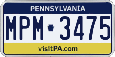 PA license plate MPM3475