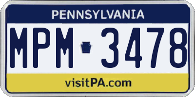 PA license plate MPM3478