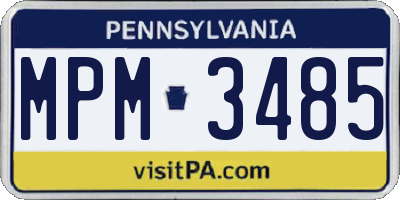 PA license plate MPM3485