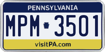 PA license plate MPM3501