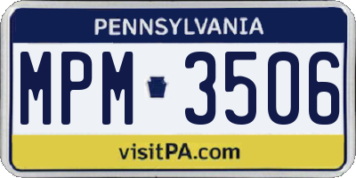 PA license plate MPM3506