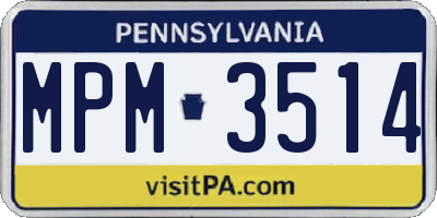 PA license plate MPM3514