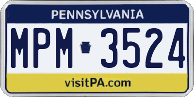 PA license plate MPM3524