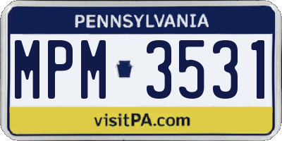 PA license plate MPM3531