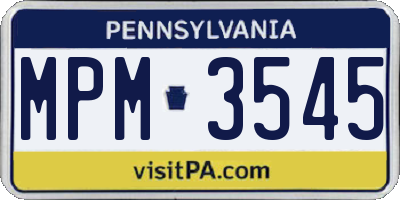 PA license plate MPM3545