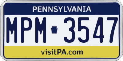 PA license plate MPM3547