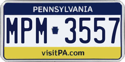 PA license plate MPM3557