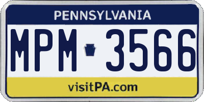 PA license plate MPM3566