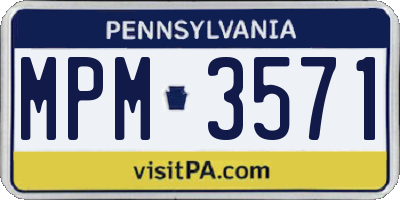 PA license plate MPM3571