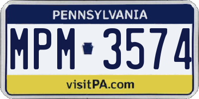 PA license plate MPM3574