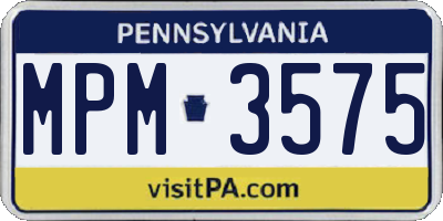 PA license plate MPM3575