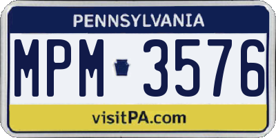 PA license plate MPM3576