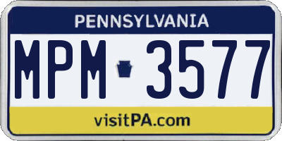 PA license plate MPM3577