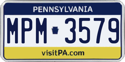 PA license plate MPM3579