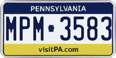 PA license plate MPM3583