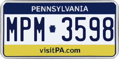 PA license plate MPM3598
