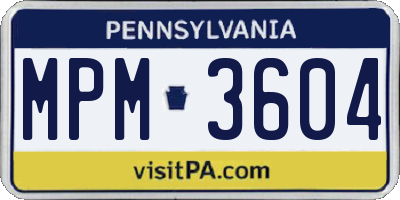 PA license plate MPM3604