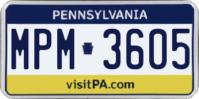 PA license plate MPM3605