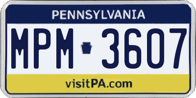 PA license plate MPM3607
