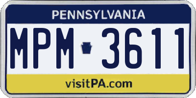 PA license plate MPM3611