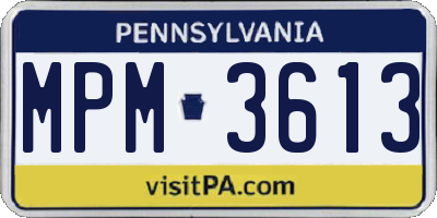 PA license plate MPM3613