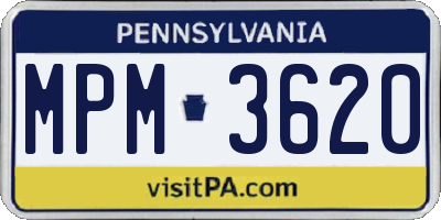 PA license plate MPM3620