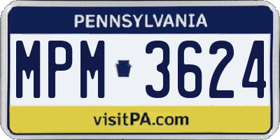 PA license plate MPM3624