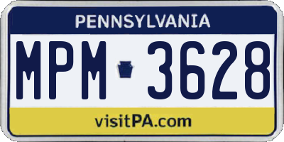 PA license plate MPM3628