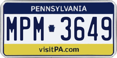 PA license plate MPM3649