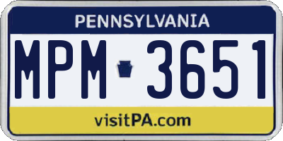 PA license plate MPM3651