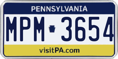 PA license plate MPM3654
