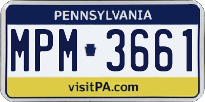 PA license plate MPM3661