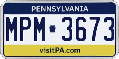 PA license plate MPM3673