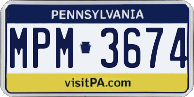 PA license plate MPM3674