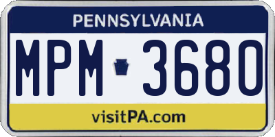 PA license plate MPM3680