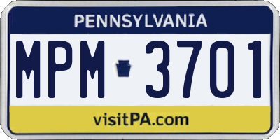 PA license plate MPM3701