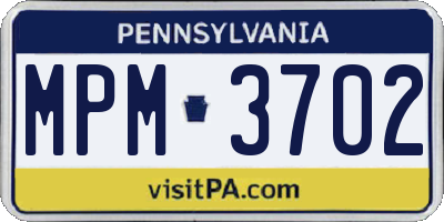 PA license plate MPM3702