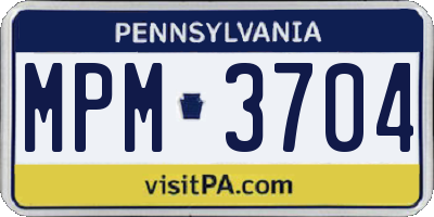 PA license plate MPM3704