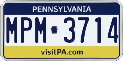 PA license plate MPM3714