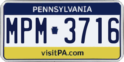 PA license plate MPM3716